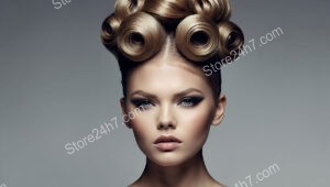 High Fashion Updo with Sculpted Rolls and Volume