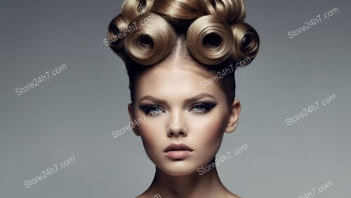 High Fashion Updo with Sculpted Rolls and Volume