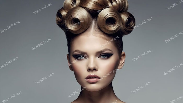 High Fashion Updo with Sculpted Rolls and Volume