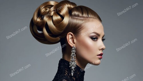 Intricate Bun Hairstyle with Braided Details and Shine