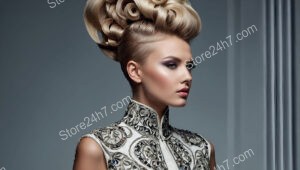 Intricate High Updo with Voluminous Curls and Texture