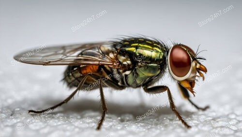 Macro Photograph of Fly with Golden and Green Details