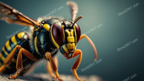 Macro Photography of Wasp in Natural Setting with Green Background