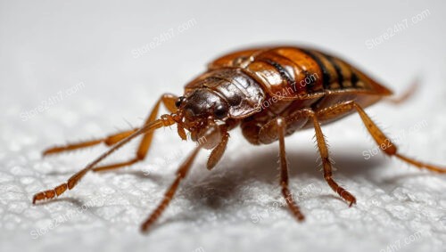 Macro shot of cockroach crawling on textured surface, glossy exoskeleton