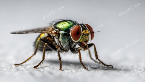 Metallic Green Fly Captured in Extreme Macro Detail