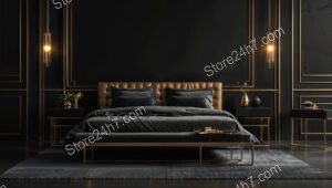 Modern Black and Gold Bedroom with Luxurious Details