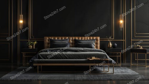 Modern Black and Gold Bedroom with Luxurious Details