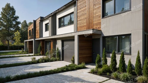 Modern German Row Houses with Wood Accents and Private Driveways