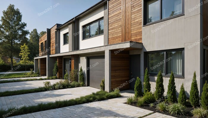 Modern German Row Houses with Wood Accents and Private Driveways