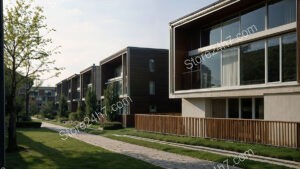 Modern German Townhouses with Expansive Glass Windows and Wooden Facades