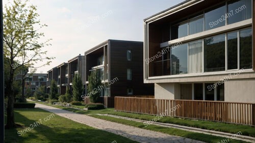 Modern German Townhouses with Expansive Glass Windows and Wooden Facades