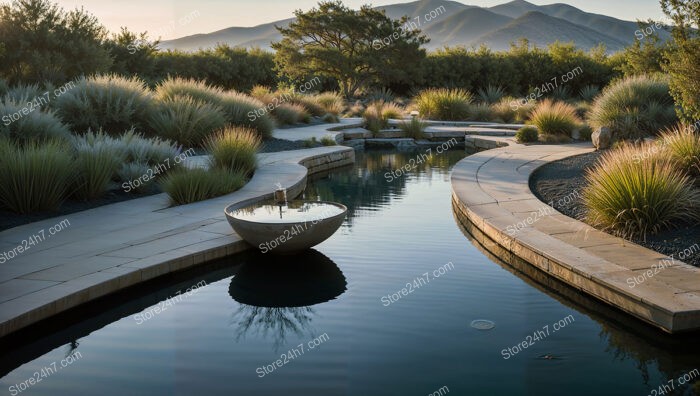 Modern Landscape Design with Serene Water Feature