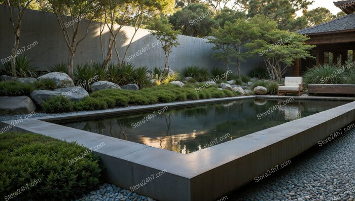 Modern Minimalist Garden with Concrete Pool and Native Plants