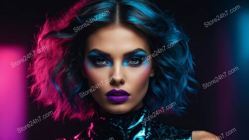 Neon Dreams: Futuristic Makeup and Dynamic Hair Color