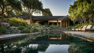 Poolside Retreat with Sleek Architecture and Lush Landscape