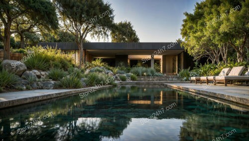 Poolside Retreat with Sleek Architecture and Lush Landscape