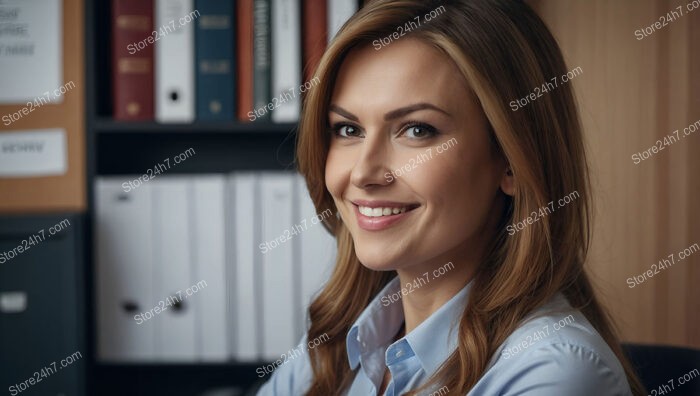 Professional office worker in a well-organized office setting