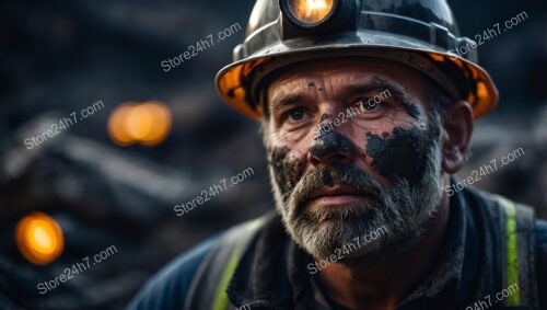 Seasoned Coal Miner with Intense Gaze and Dusty Face