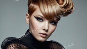 Sophisticated Modern Updo with Sleek Bangs and Curls