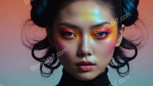 Sunset Spectrum: Bold Makeup and Gradient Backdrop