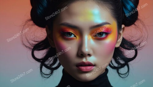 Sunset Spectrum: Bold Makeup and Gradient Backdrop