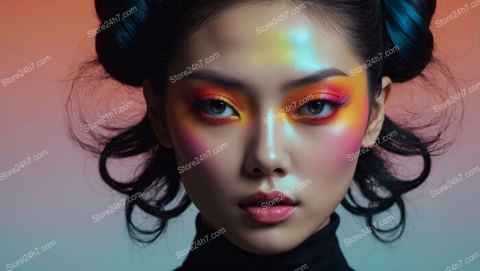 Sunset Spectrum: Bold Makeup and Gradient Backdrop