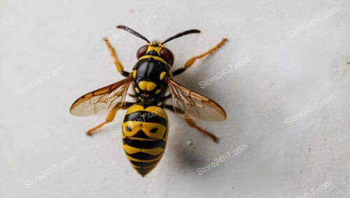 Top View of Wasp with Striped Abdomen and Transparent Wings