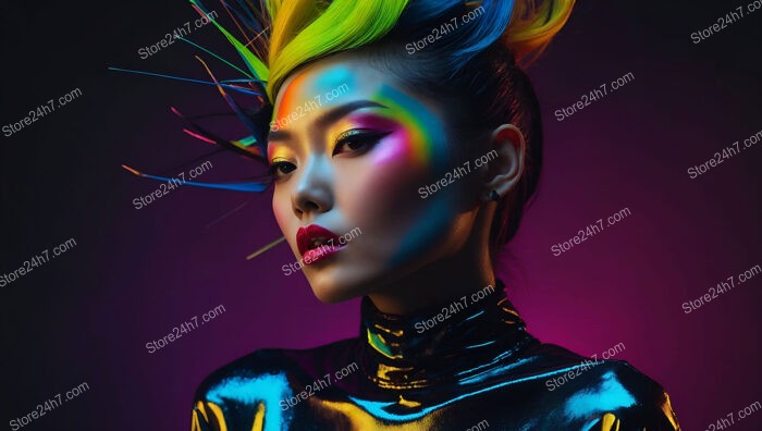 Vibrant Spectrum: Neon Hair and Bold Makeup Art