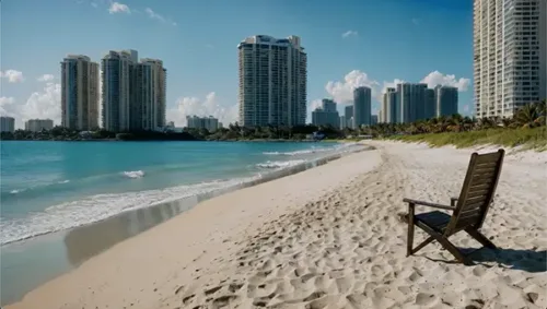 Tranquil Florida Beachfront with Skyline