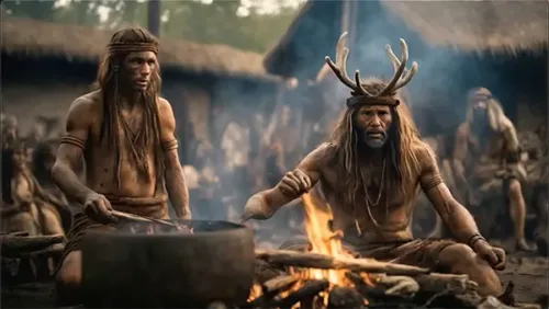 Tribal Shaman Leading Ritual Ceremony