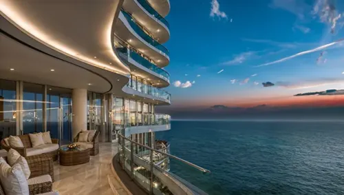 Luxury Oceanfront Terrace at Twilight