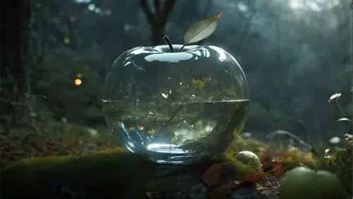 Mystical Glass Apple with World