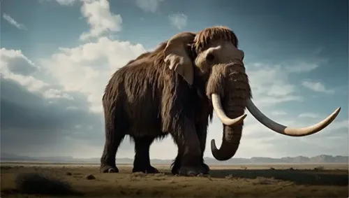 Giant Mammoth Roams Open Plains