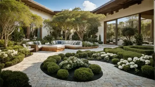 Relaxing Courtyard With Elegant Landscaping