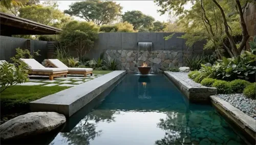 Modern Courtyard With Tranquil Pool