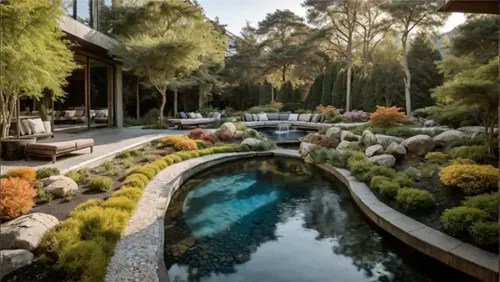 Serene Backyard Oasis with Stream