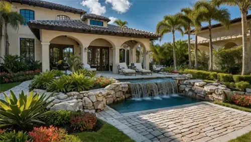 Luxury Villa Patio with Waterfall