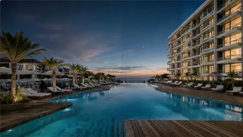 Tropical Courtyard Poolside Evening Bliss