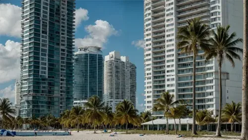 Modern Beachfront Condo with Palm Trees