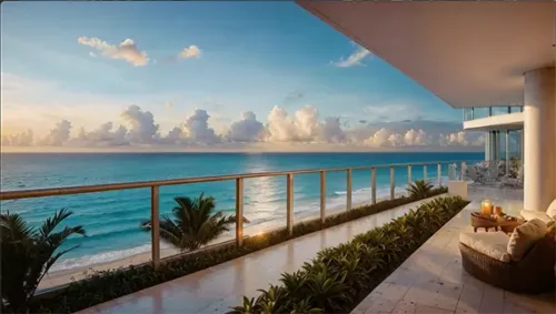 Oceanview Condo Balcony at Sunset