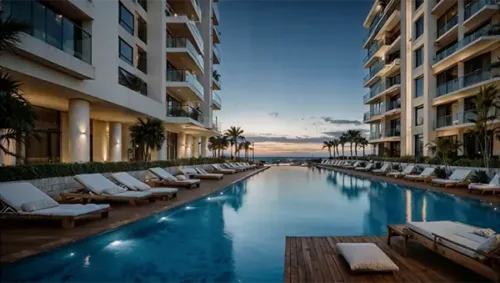 Luxury Poolside Oasis at Sunset