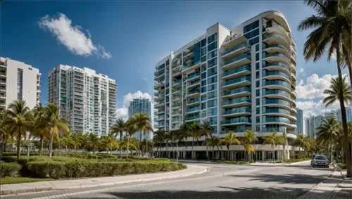 Modern Florida Cityscape with Palms