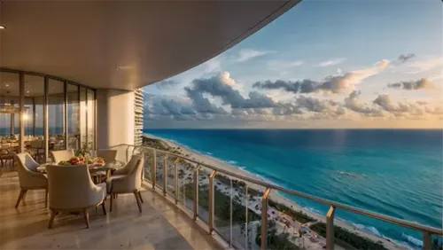 Florida Oceanfront Terrace Sunset View