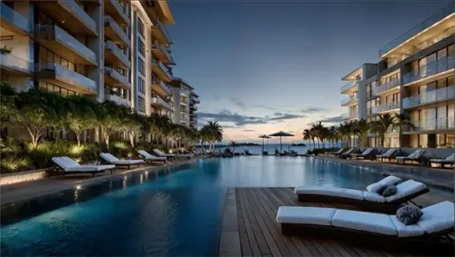 Resort Poolside Serenity at Dusk