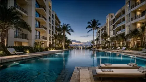 Evening Poolside Luxury Condo Hotel