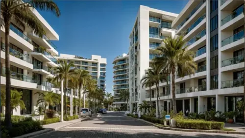 Palm-Lined Florida Urban Street Scene