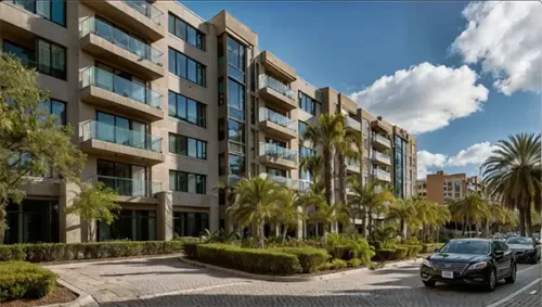 Modern Florida Street with Palm Trees