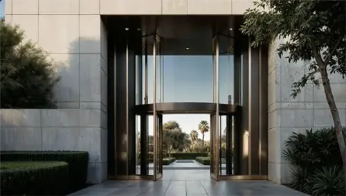 Luxury residential complex grand entrance