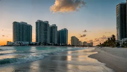 Sunset over Florida Beachfront Towers