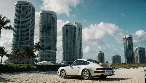 Classic Porsche on Sunny Beach